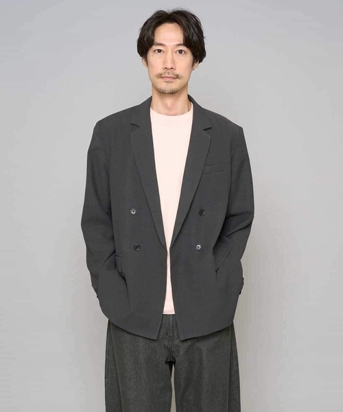 a.v.v（アーヴェヴェ）の「【イージーケア/洗濯機で洗える/毛玉になりにくい/ストレッチ】メッシュストレッチダブルブレストジャケット（テーラードジャケット・メンズ・チャコールグレー/モカ・48/46）」の10枚目の写真