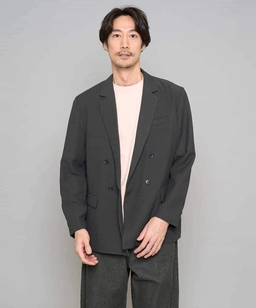 a.v.v（アーヴェヴェ）の「【イージーケア/洗濯機で洗える/毛玉になりにくい/ストレッチ】メッシュストレッチダブルブレストジャケット（テーラードジャケット・メンズ・チャコールグレー/モカ・48/46）」の11枚目の写真