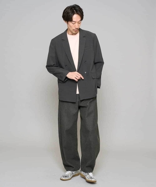 a.v.v（アーヴェヴェ）の「【イージーケア/洗濯機で洗える/毛玉になりにくい/ストレッチ】メッシュストレッチダブルブレストジャケット（テーラードジャケット・メンズ・チャコールグレー/モカ・48/46）」の12枚目の写真