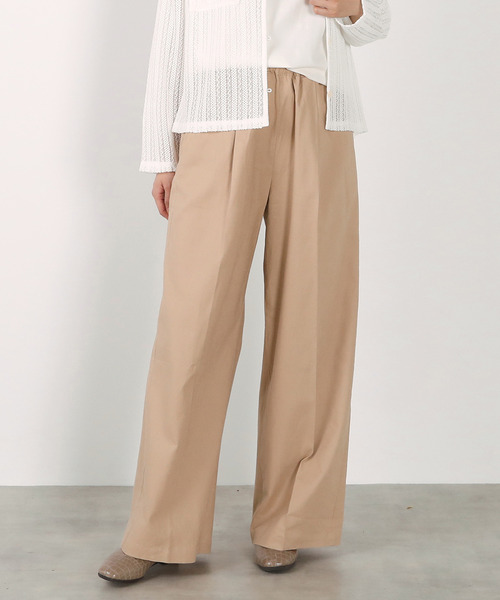 MELROSE claire(メルローズ クレール)の「【リネンレーヨンワイドストレートパンツ】(その他パンツ・レディース・ダークネイビー/セージグリーン/ベージュ・3/2)」の2枚目の写真