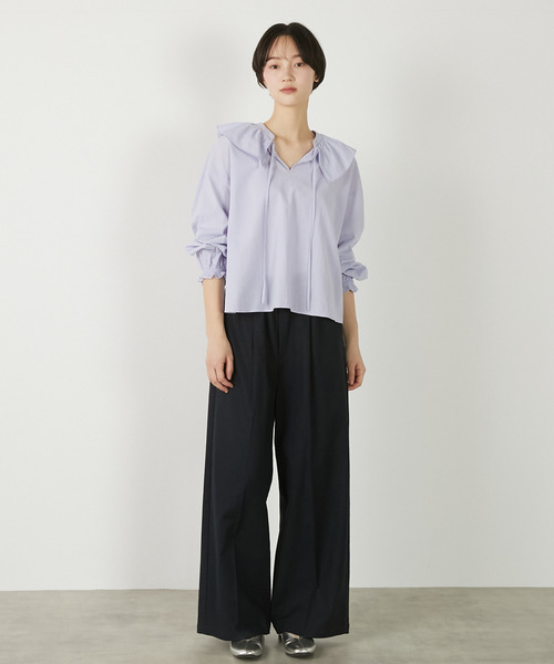 MELROSE claire(メルローズ クレール)の「【リネンレーヨンワイドストレートパンツ】(その他パンツ・レディース・ダークネイビー/セージグリーン/ベージュ・3/2)」の12枚目の写真