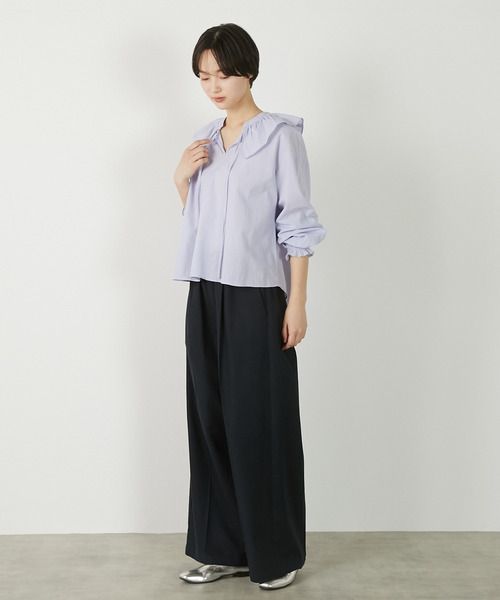 MELROSE claire(メルローズ クレール)の「【リネンレーヨンワイドストレートパンツ】(その他パンツ・レディース・ダークネイビー/セージグリーン/ベージュ・3/2)」の14枚目の写真