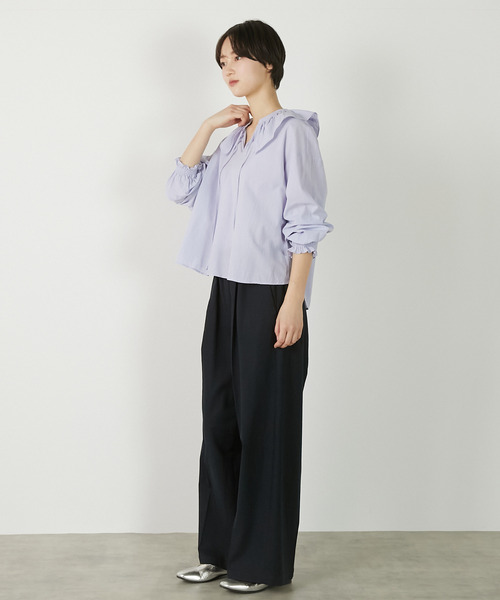 MELROSE claire(メルローズ クレール)の「【リネンレーヨンワイドストレートパンツ】(その他パンツ・レディース・ダークネイビー/セージグリーン/ベージュ・3/2)」の15枚目の写真