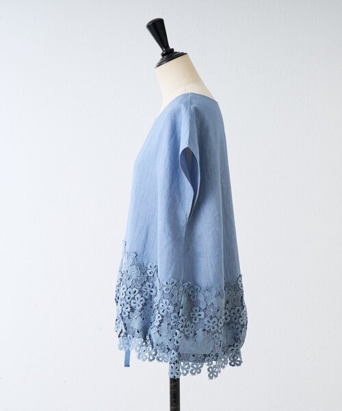 BEARDSLEY（ビアズリー）の「《4/1(水)20：00予約開始》裾レースリネンブラウス（シャツ/ブラウス・レディース・ブラック/ブルー/アイボリー・FREE）」の7枚目の写真