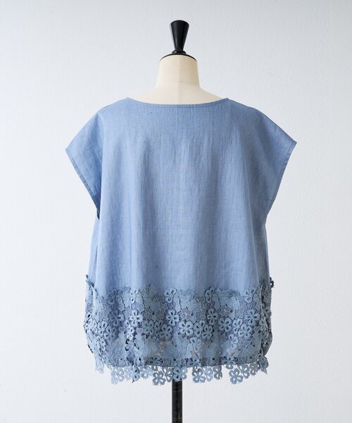 BEARDSLEY（ビアズリー）の「《4/1(水)20：00予約開始》裾レースリネンブラウス（シャツ/ブラウス・レディース・ブラック/ブルー/アイボリー・FREE）」の8枚目の写真