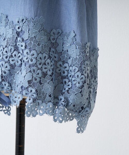 BEARDSLEY（ビアズリー）の「《4/1(水)20：00予約開始》裾レースリネンブラウス（シャツ/ブラウス・レディース・ブラック/ブルー/アイボリー・FREE）」の14枚目の写真