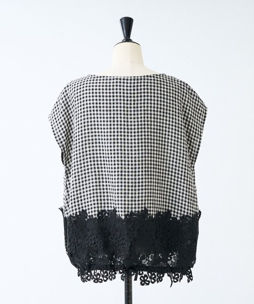 BEARDSLEY（ビアズリー）の「《4/1(水)20：00予約開始》裾レースリネンブラウス（シャツ/ブラウス・レディース・ブラック/ブルー/アイボリー・FREE）」の15枚目の写真