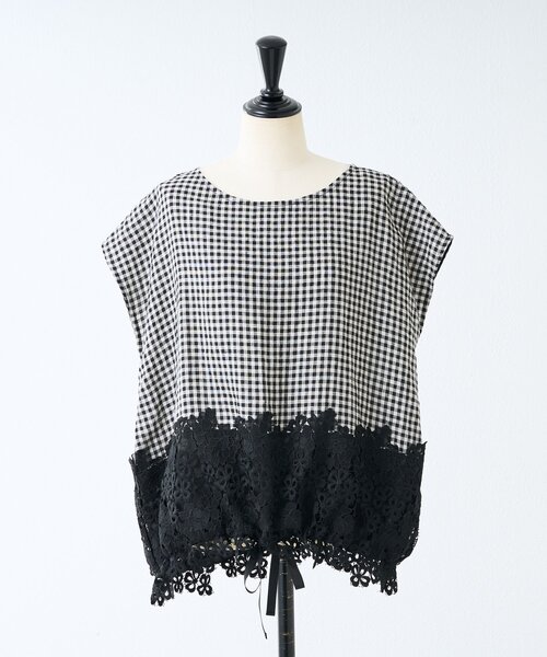 BEARDSLEY（ビアズリー）の「《4/1(水)20：00予約開始》裾レースリネンブラウス（シャツ/ブラウス・レディース・ブラック/ブルー/アイボリー・FREE）」の16枚目の写真
