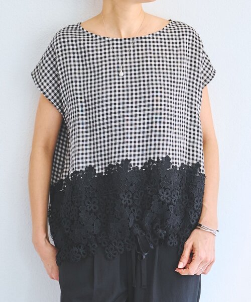 BEARDSLEY（ビアズリー）の「《4/1(水)20：00予約開始》裾レースリネンブラウス（シャツ/ブラウス・レディース・ブラック/ブルー/アイボリー・FREE）」の20枚目の写真