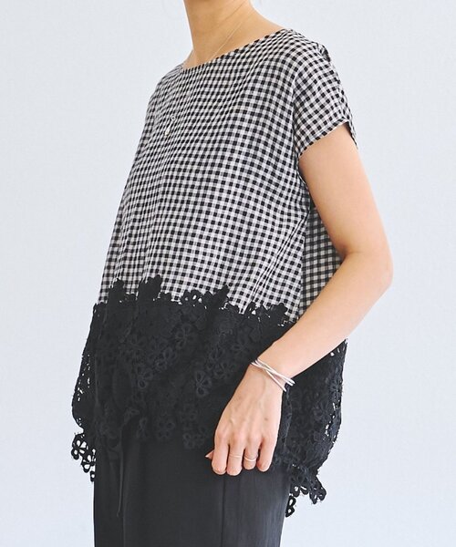 BEARDSLEY（ビアズリー）の「《4/1(水)20：00予約開始》裾レースリネンブラウス（シャツ/ブラウス・レディース・ブラック/ブルー/アイボリー・FREE）」の21枚目の写真