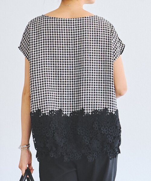 BEARDSLEY（ビアズリー）の「《4/1(水)20：00予約開始》裾レースリネンブラウス（シャツ/ブラウス・レディース・ブラック/ブルー/アイボリー・FREE）」の22枚目の写真