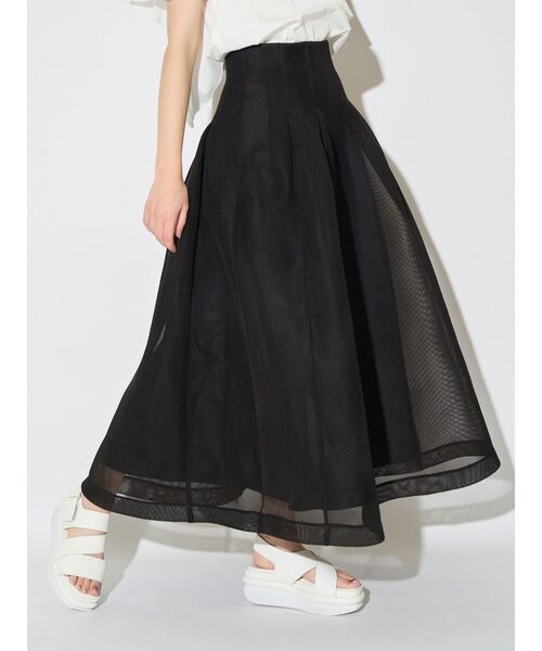 ELENDEEK（エレンディーク）の「MESH BONDING FLARED SK（スカート・レディース・ブラック/ライトグレー・2/1）」の3枚目の写真