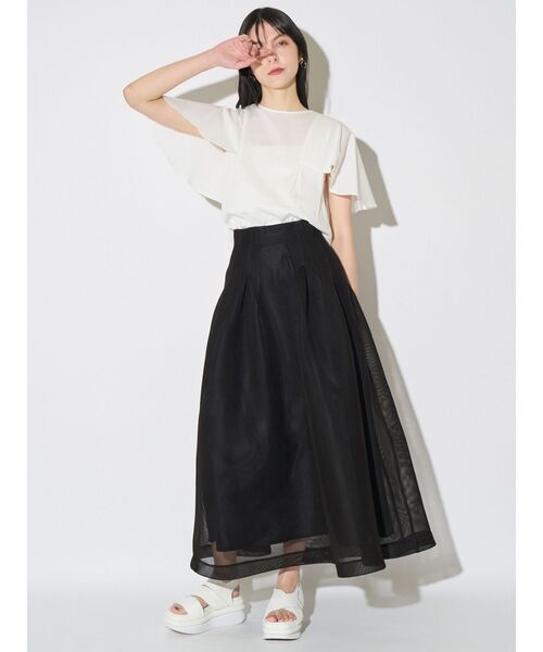 ELENDEEK（エレンディーク）の「MESH BONDING FLARED SK（スカート・レディース・ブラック/ライトグレー・2/1）」の8枚目の写真