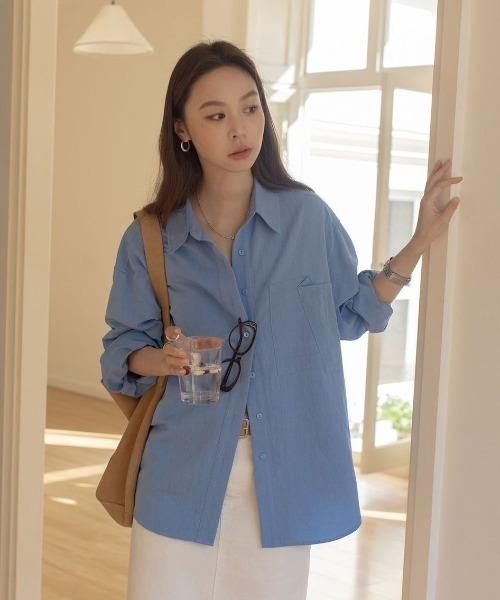 CHUN CHUN NOTES(チュンチュンノーツ)の「26SS/オーバーサイズポケットシャツ(シャツ/ブラウス・レディース・ブルー/ピンク/ホワイト・F)」の13枚目の写真