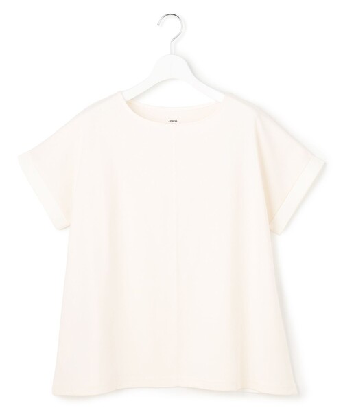J.PRESS YORK STREET(ジェイプレスヨークストリート)の「【WOMEN】バックファブリック プルオーバー(Tシャツ/カットソー・レディース・ネイビー系/ホワイト系/オレンジ系/ダークブラウン系/サックスブルー系・F)」の1枚目の写真