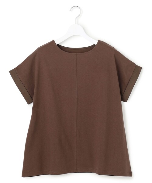 J.PRESS YORK STREET(ジェイプレスヨークストリート)の「【WOMEN】バックファブリック プルオーバー(Tシャツ/カットソー・レディース・ネイビー系/ホワイト系/オレンジ系/ダークブラウン系/サックスブルー系・F)」の2枚目の写真