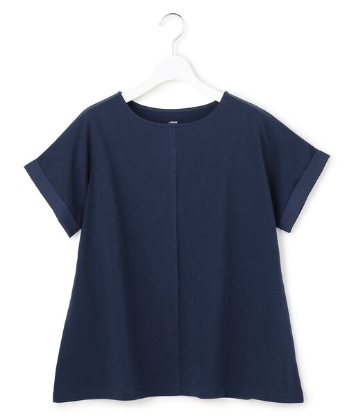 J.PRESS YORK STREET(ジェイプレスヨークストリート)の「【WOMEN】バックファブリック プルオーバー(Tシャツ/カットソー・レディース・ネイビー系/ホワイト系/オレンジ系/ダークブラウン系/サックスブルー系・F)」の3枚目の写真