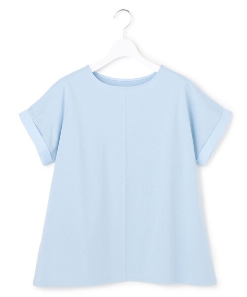 J.PRESS YORK STREET(ジェイプレスヨークストリート)の「【WOMEN】バックファブリック プルオーバー(Tシャツ/カットソー・レディース・ネイビー系/ホワイト系/オレンジ系/ダークブラウン系/サックスブルー系・F)」の4枚目の写真