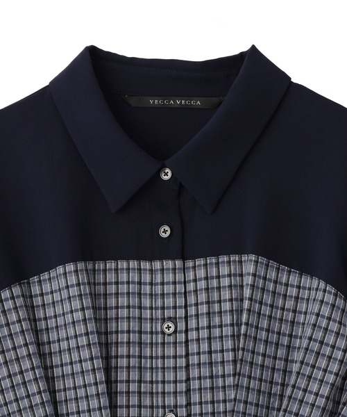 YECCA VECCA(イェッカヴェッカ)の「ハーフスリーブベアドッキングワンピース(ワンピース・レディース・ネイビー/チェック/ストライプ・FREE)」の22枚目の写真