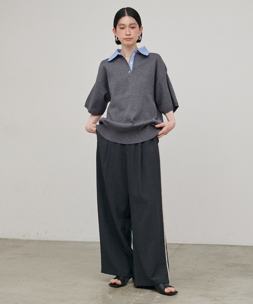 LARUTA（ラルータ）の「【LARUTA】シャツ衿半袖ポロニット（ニット/セーター・レディース・その他1/ネイビー/グレー/アイボリー・FREE）」の14枚目の写真