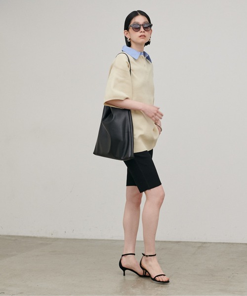 LARUTA（ラルータ）の「【LARUTA】シャツ衿半袖ポロニット（ニット/セーター・レディース・その他1/ネイビー/グレー/アイボリー・FREE）」の9枚目の写真