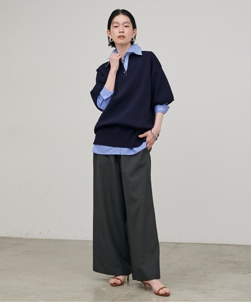 LARUTA（ラルータ）の「【LARUTA】シャツ衿半袖ポロニット（ニット/セーター・レディース・その他1/ネイビー/グレー/アイボリー・FREE）」の20枚目の写真