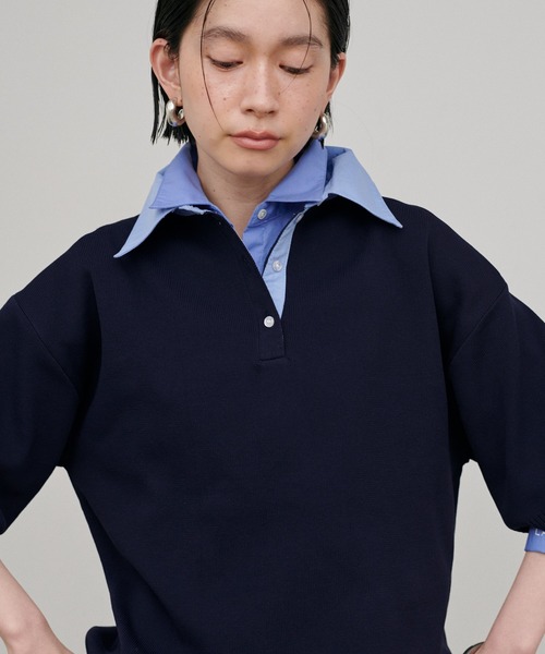 LARUTA（ラルータ）の「【LARUTA】シャツ衿半袖ポロニット（ニット/セーター・レディース・その他1/ネイビー/グレー/アイボリー・FREE）」の17枚目の写真