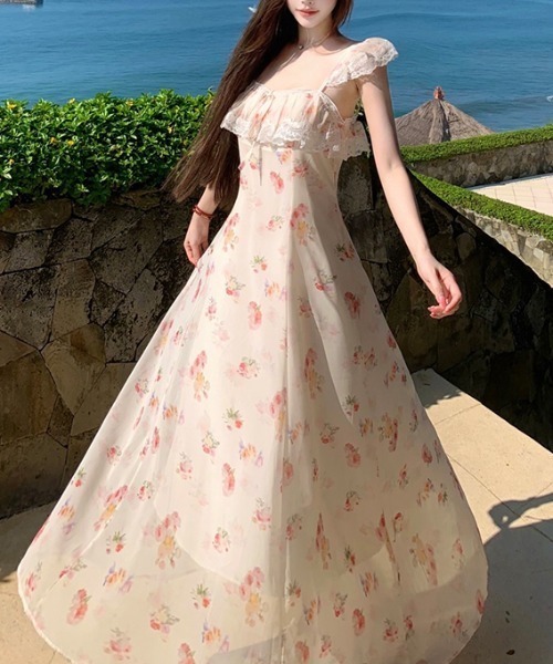 AMAJI（アマジ）の「花柄 フレンチテイスト フレアワンピース（ワンピース・レディース・マルチ・X-LARGE/LARGE/MEDIUM/SMALL）」の6枚目の写真