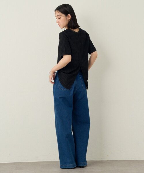 Omekashi(オメカシ)の「2wayレースヘンリースリットTシャツ(Tシャツ/カットソー・レディース・アイボリー/ブラック/オフホワイト・FREE)」の9枚目の写真