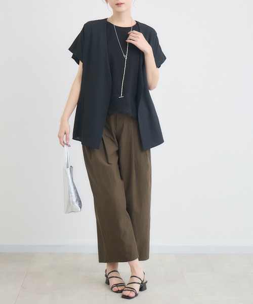 KATHARINE ROSS(キャサリンロス)の「【KATHARINE ROSS】ノーカラーガーゼジャケット(ノーカラージャケット・レディース・ベージュ/ブラック・FREE)」の7枚目の写真