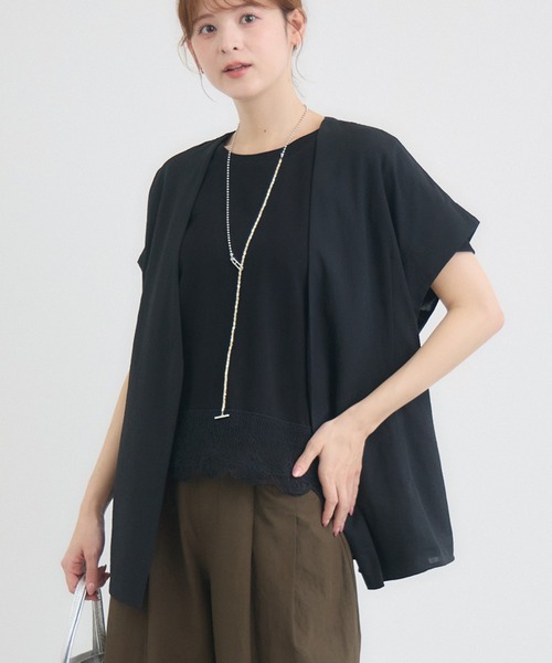 KATHARINE ROSS(キャサリンロス)の「【KATHARINE ROSS】ノーカラーガーゼジャケット(ノーカラージャケット・レディース・ベージュ/ブラック・FREE)」の14枚目の写真