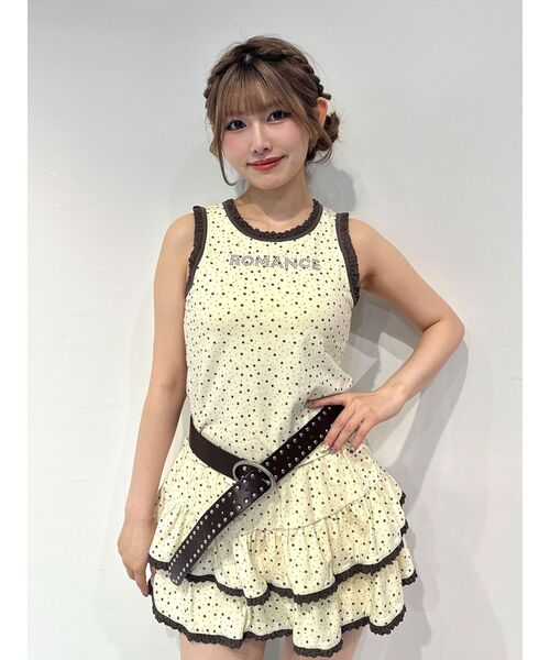 jouetie（ジュエティ）の「レースロゴタンクブラトップ（タンクトップ・レディース・レッド/イエロー/その他1/その他2/ブラック・MEDIUM）」の2枚目の写真