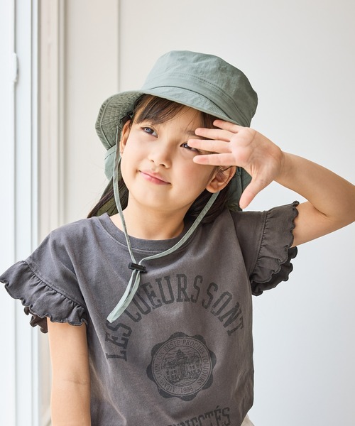 ROPE' PICNIC(ロペピクニック)の「【KIDS/キッズ】日よけ付きアドベンチャーハット/UVカット・撥水・抗菌(ハット・キッズ・ライトグリーン/ベージュ・FREE)」の2枚目の写真