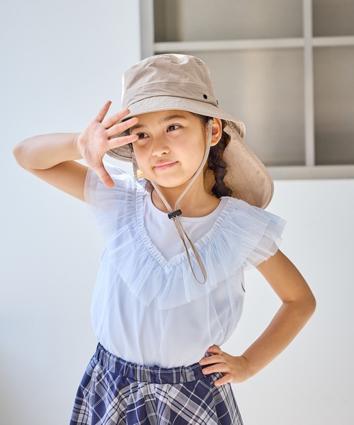 ROPE' PICNIC(ロペピクニック)の「【KIDS/キッズ】日よけ付きアドベンチャーハット/UVカット・撥水・抗菌(ハット・キッズ・ライトグリーン/ベージュ・FREE)」の21枚目の写真