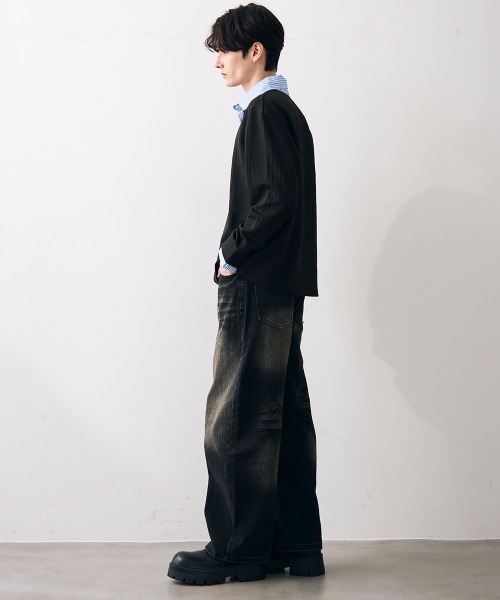 Shoowtime(ショウタイム)の「Vintage like curved wide denim / ビンテージライクカーブワイドデニム(デニムパンツ・メンズ・ブルー/ブラック・MEDIUM/LARGE/X-LARGE)」の6枚目の写真