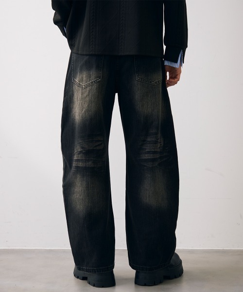 Shoowtime(ショウタイム)の「Vintage like curved wide denim / ビンテージライクカーブワイドデニム(デニムパンツ・メンズ・ブルー/ブラック・MEDIUM/LARGE/X-LARGE)」の8枚目の写真
