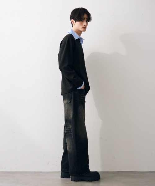 Shoowtime(ショウタイム)の「Vintage like curved wide denim / ビンテージライクカーブワイドデニム(デニムパンツ・メンズ・ブルー/ブラック・MEDIUM/LARGE/X-LARGE)」の10枚目の写真