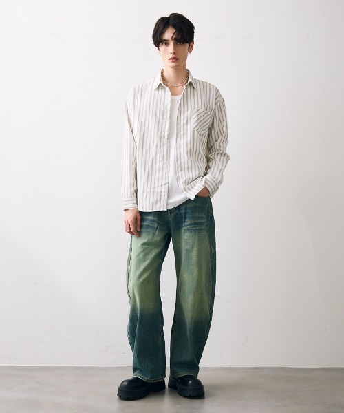 Shoowtime(ショウタイム)の「Vintage like curved wide denim / ビンテージライクカーブワイドデニム(デニムパンツ・メンズ・ブルー/ブラック・MEDIUM/LARGE/X-LARGE)」の12枚目の写真