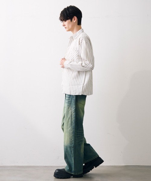 Shoowtime(ショウタイム)の「Vintage like curved wide denim / ビンテージライクカーブワイドデニム(デニムパンツ・メンズ・ブルー/ブラック・MEDIUM/LARGE/X-LARGE)」の14枚目の写真