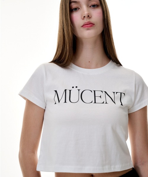MUCENT（ムセント）の「A'GEM/9 × .kom 『MUCENT/ムセント』 LETTERING TEE/レタリング半袖Tシャツ（Tシャツ/カットソー・レディース・ホワイト/ブラック・FREE）」の4枚目の写真
