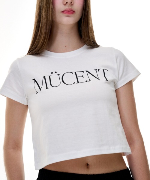 MUCENT（ムセント）の「A'GEM/9 × .kom 『MUCENT/ムセント』 LETTERING TEE/レタリング半袖Tシャツ（Tシャツ/カットソー・レディース・ホワイト/ブラック・FREE）」の3枚目の写真