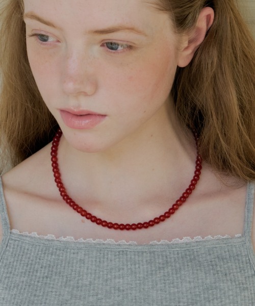 GIUNON(ジウノン)の「clear red beads necklace / クリアレッドビーズネックレス(ネックレス・レディース・レッド・FREE)」の6枚目の写真