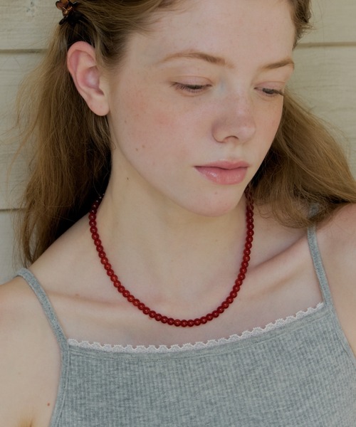 GIUNON(ジウノン)の「clear red beads necklace / クリアレッドビーズネックレス(ネックレス・レディース・レッド・FREE)」の8枚目の写真