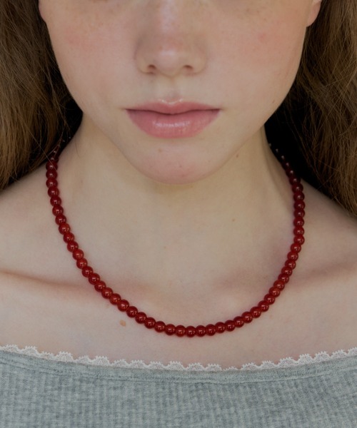 GIUNON(ジウノン)の「clear red beads necklace / クリアレッドビーズネックレス(ネックレス・レディース・レッド・FREE)」の9枚目の写真