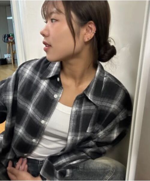 KKEEE（ケーケーイーイー）の「イージータータンチェックオーバーサイズシャツ[ブラック]（シャツ/ブラウス・レディース・ブラック・MEDIUM/LARGE/X-LARGE）」の11枚目の写真