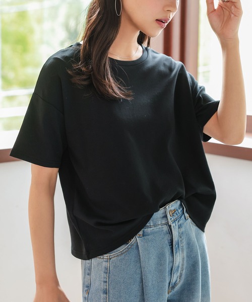 KOBE LETTUCE（コウベレタス）の「[ 接触冷感 ]　綿100%なめらか半袖Tシャツ（Tシャツ/カットソー・レディース・オフホワイト/ピンク/ブラック/チャコール/グレイッシュベージュ/ベビーピンク/ブルーグレー/グレー系その他・L/M）」の15枚目の写真