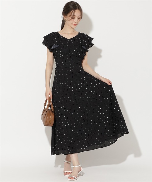 WILLSELECTION(ウィルセレクション)の「フリルスリーブフレアワンピース(ワンピース・レディース・ブルー系その他/ホワイト系その他/ブラック系その他/ブルー/オフホワイト・FREE)」の4枚目の写真