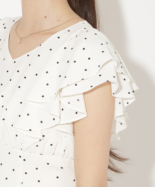 WILLSELECTION(ウィルセレクション)の「フリルスリーブフレアワンピース(ワンピース・レディース・ブルー系その他/ホワイト系その他/ブラック系その他/ブルー/オフホワイト・FREE)」の7枚目の写真