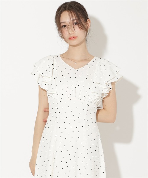 WILLSELECTION(ウィルセレクション)の「フリルスリーブフレアワンピース(ワンピース・レディース・ブルー系その他/ホワイト系その他/ブラック系その他/ブルー/オフホワイト・FREE)」の10枚目の写真