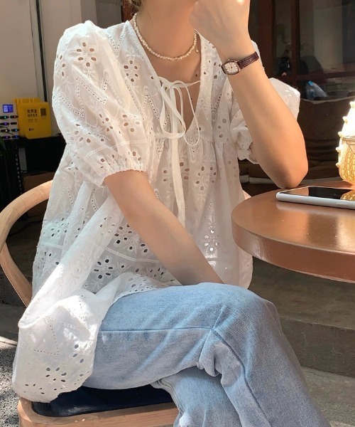 Vipoa(ヴィポア)の「French lace puff blouse(シャツ/ブラウス・レディース・ホワイト・FREE)」の14枚目の写真